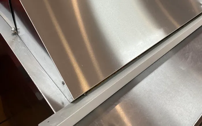 Stainless steel counter in a commercial kitchen